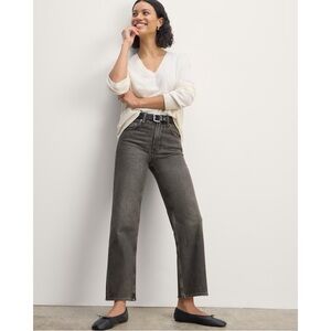 everlane the original cheeky straight jean in stormy ash washed black/grey